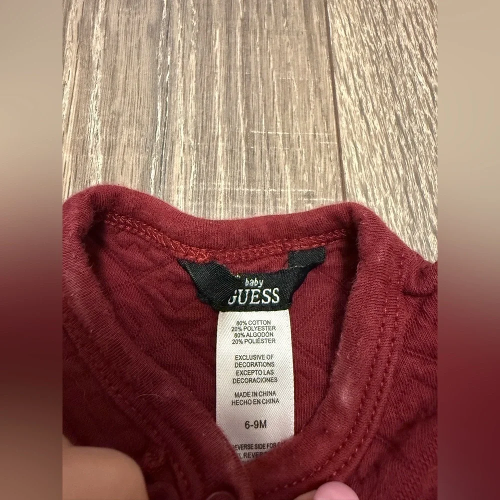 Guess Baby Dark Red Heart Pajamas Size 6-9 Months
